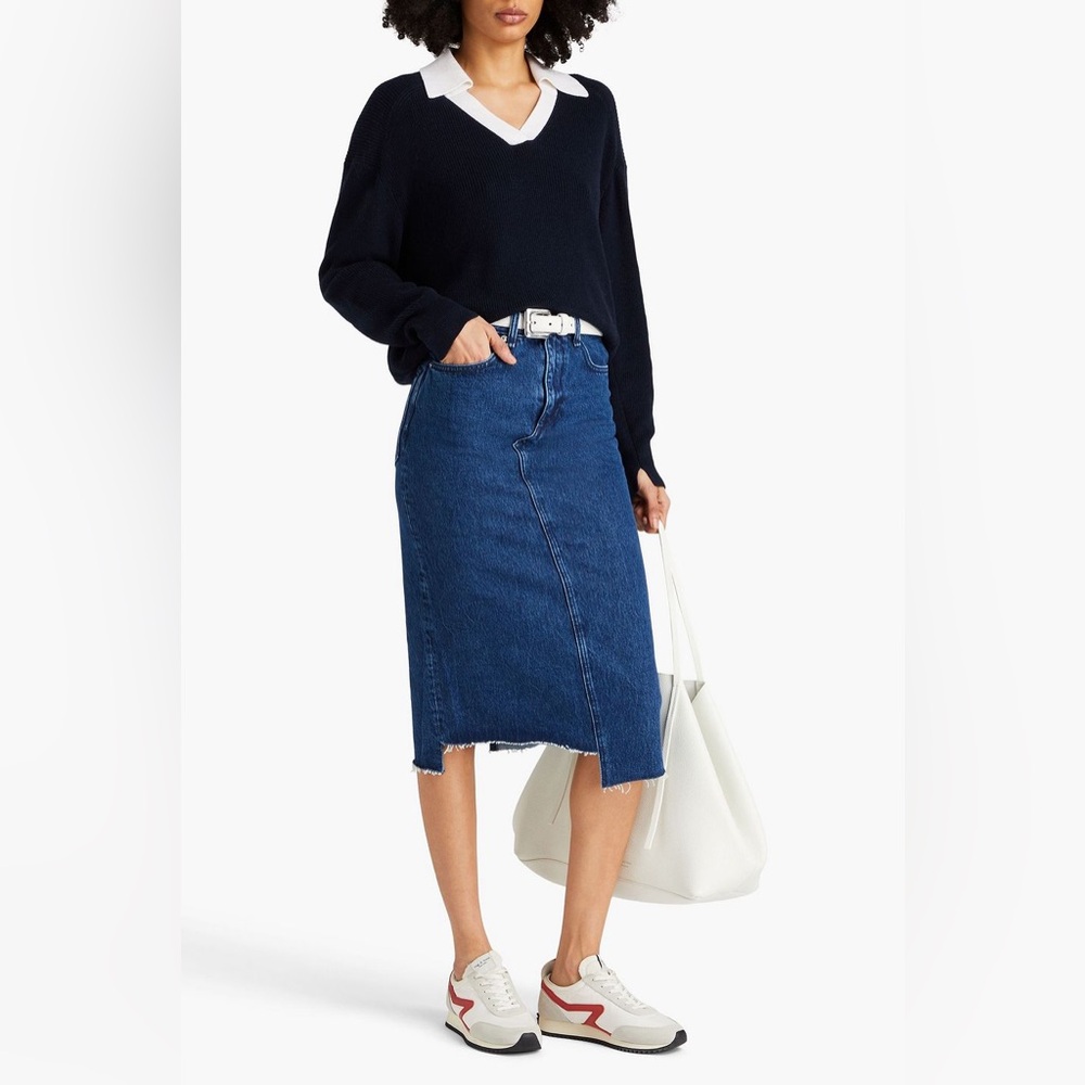 Rag and Bone Sukato Denim Asymmetrical Midi Skirt Size 32